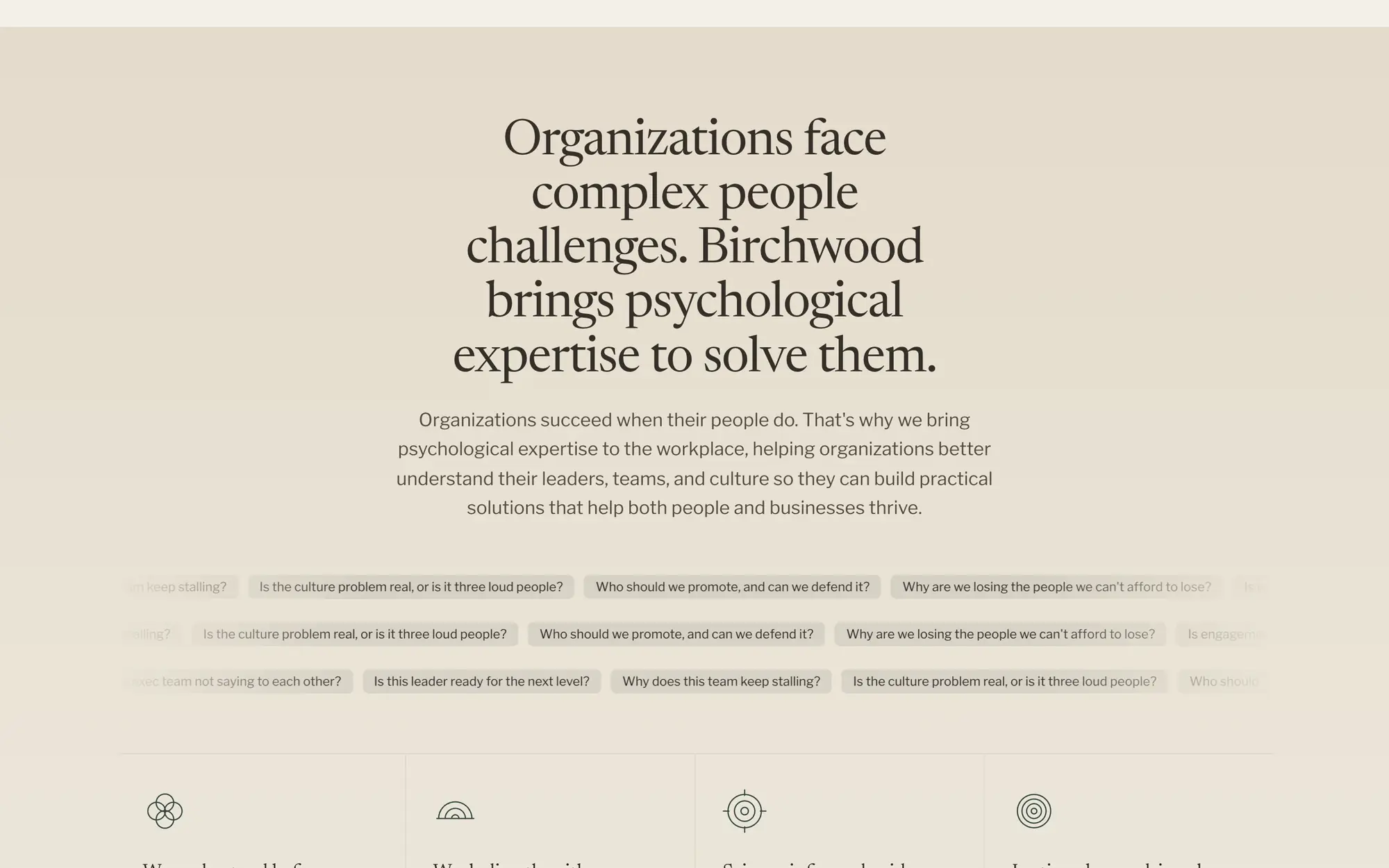 Birchwood Leadership website, inside page