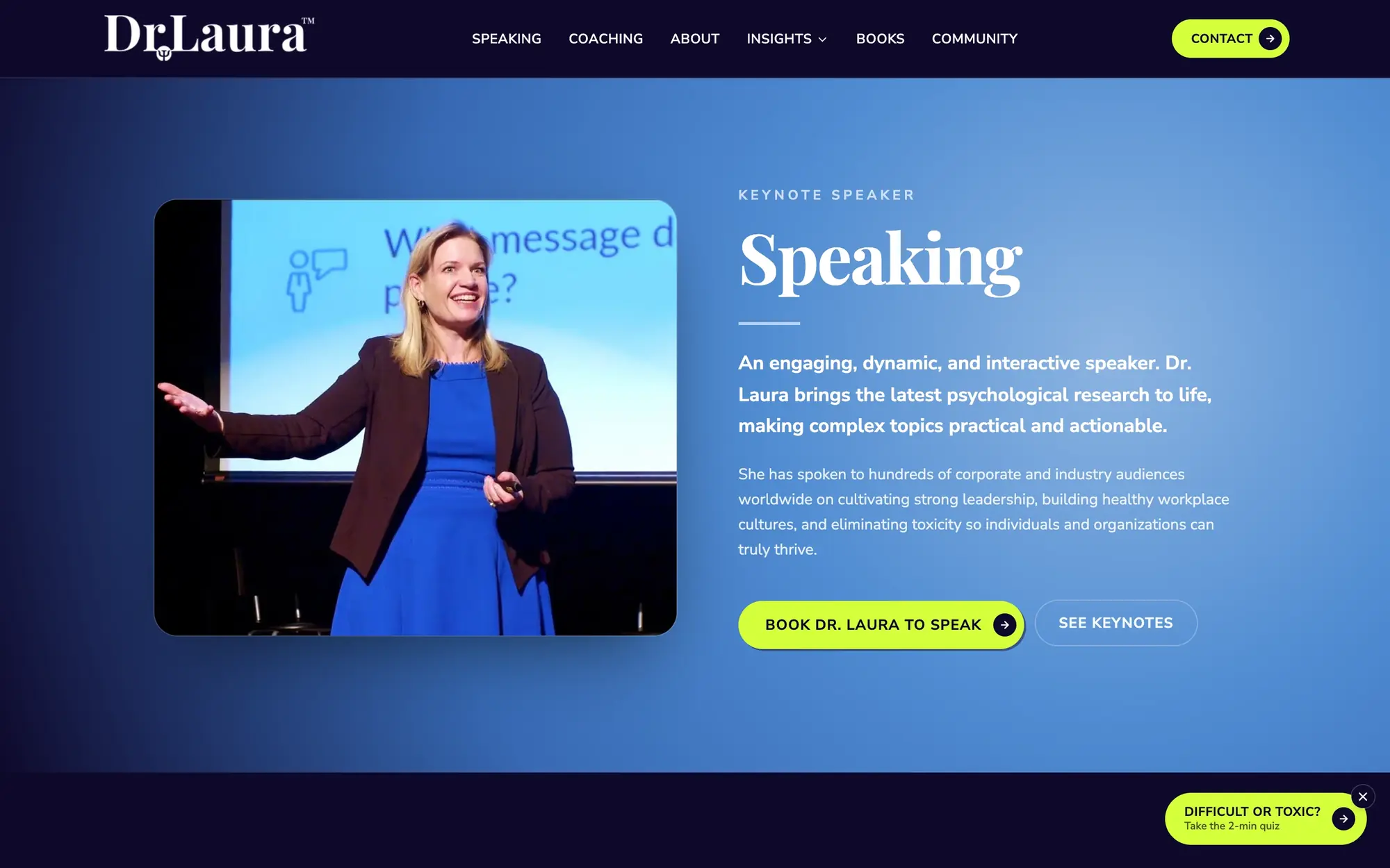 Dr. Laura website, inside page