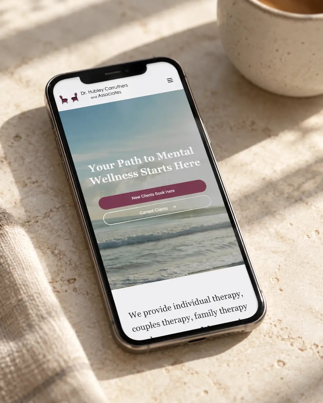 Dr. Hubley Carruthers & Associates website on a phone