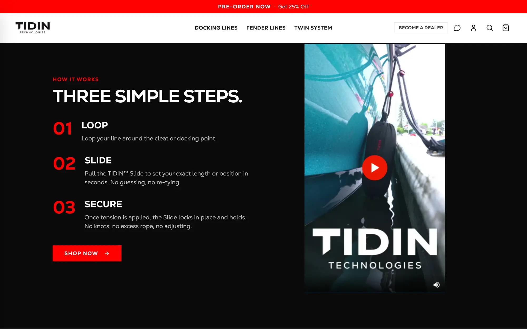 TIDIN Technologies website, inside page