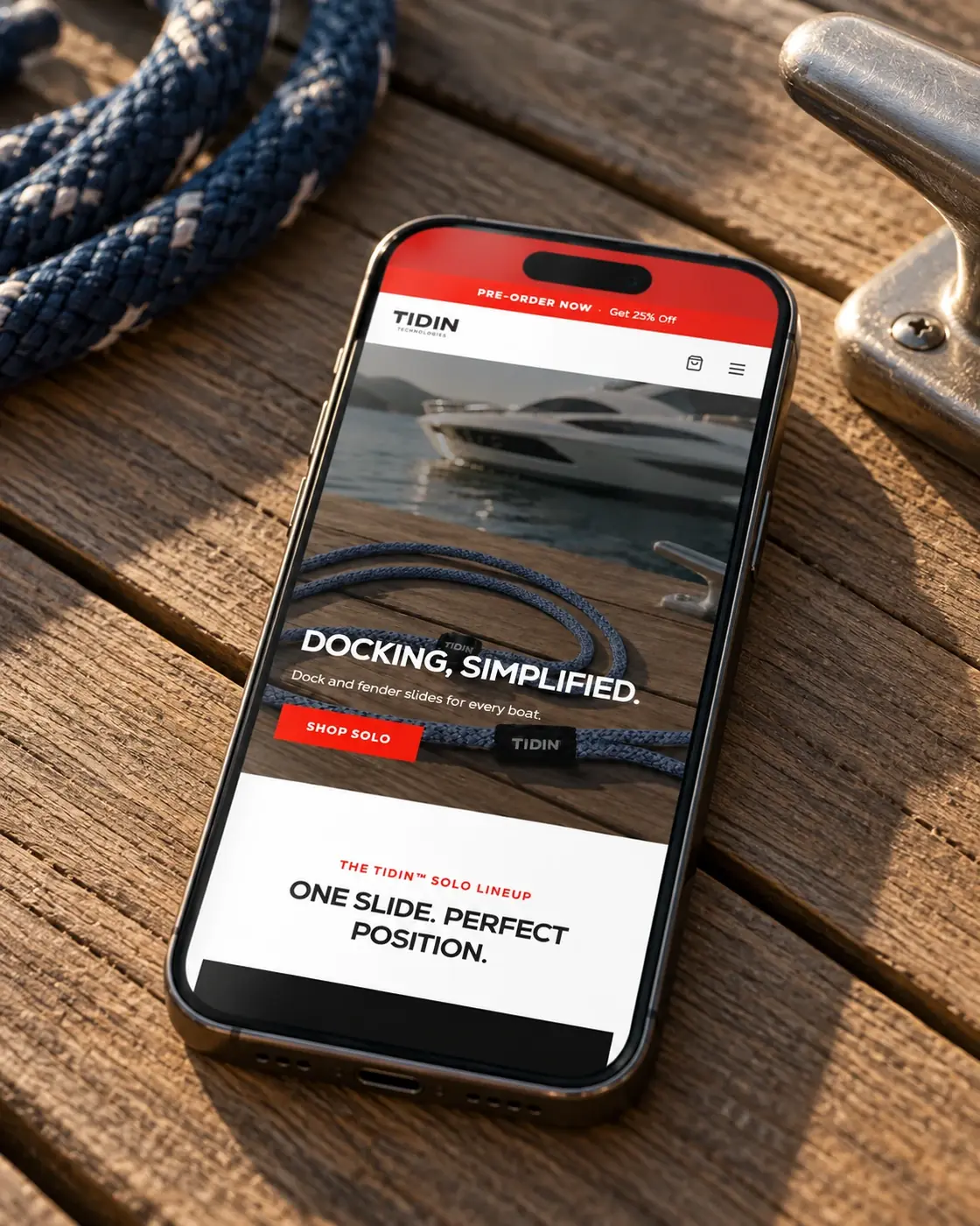 TIDIN Technologies website on a phone