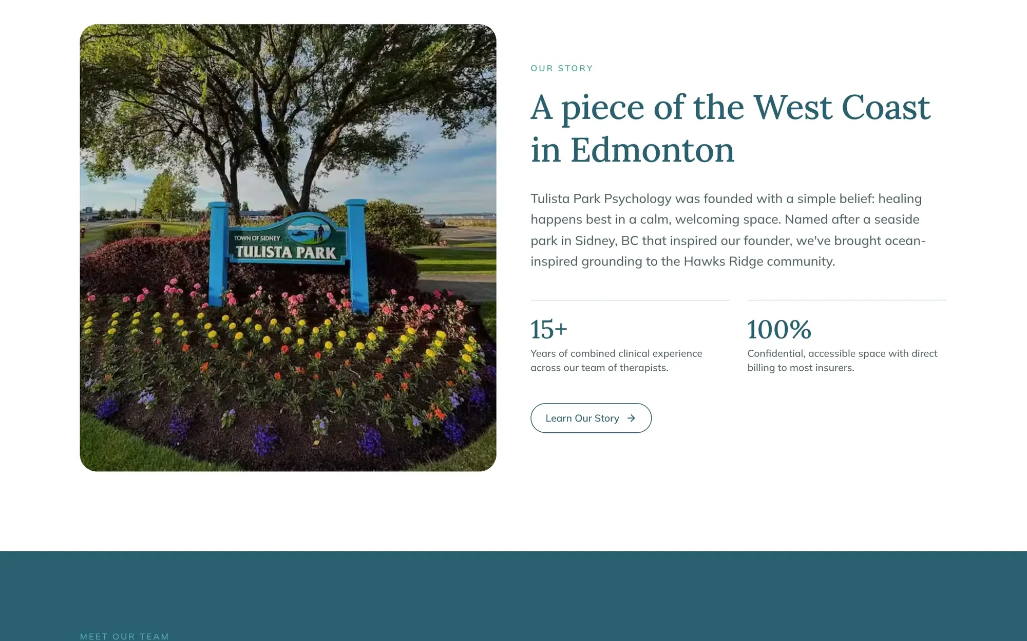 Tulista Park Psychology website, inside page